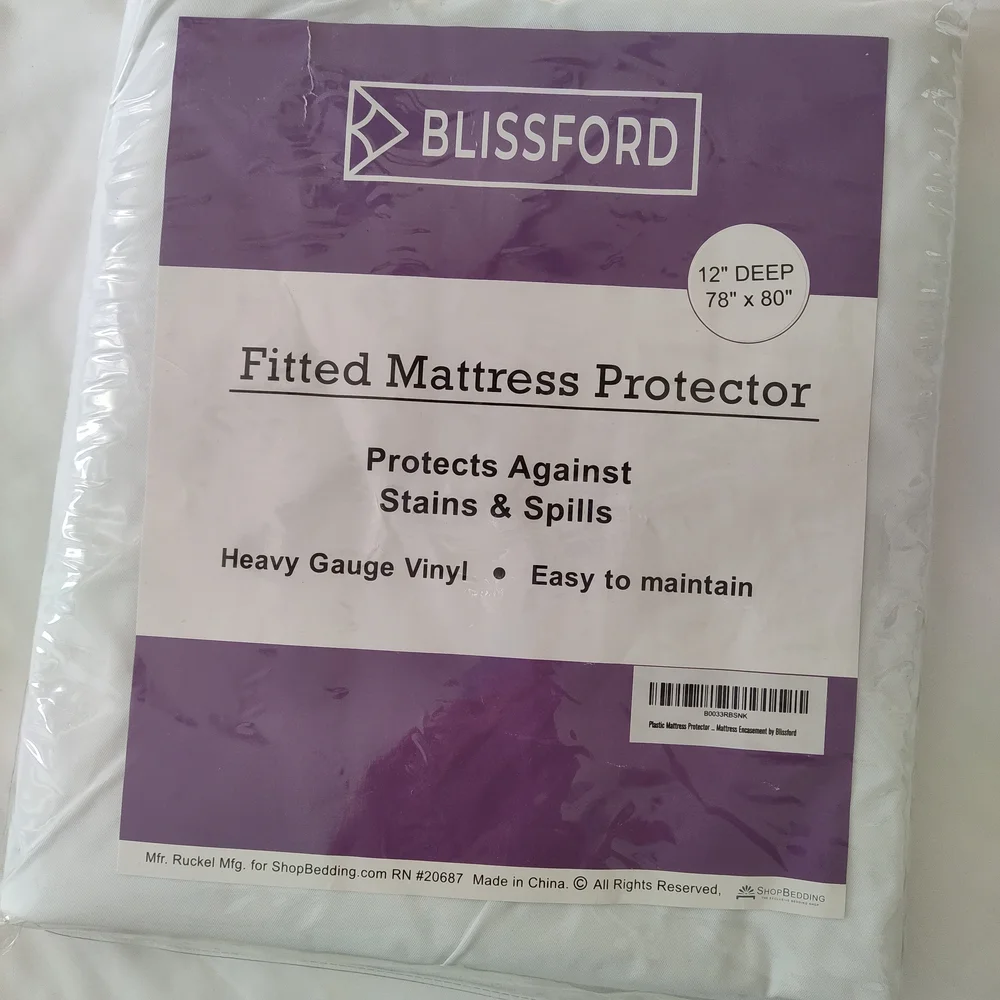 Blissford White Mattress Cover Heavy Gauge Vinyl Protection